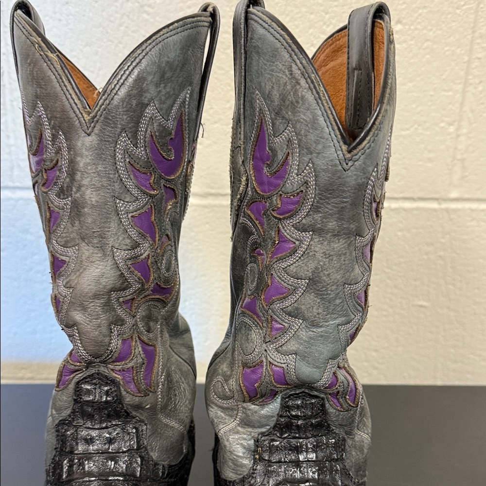 Lucchese Black and Purple Women's Boots - Picture 3 of 7